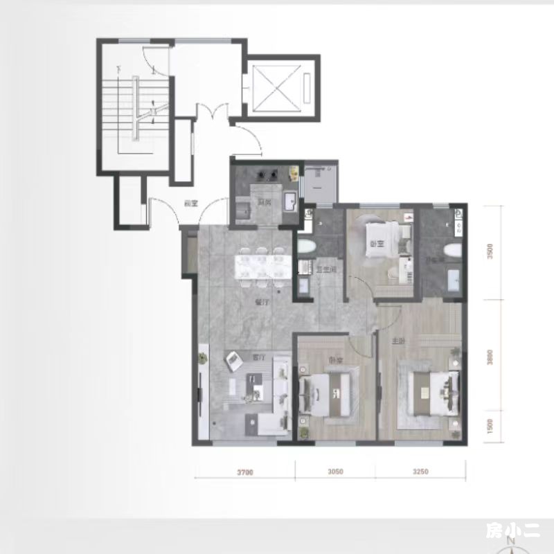 高层 108平3室2厅2卫