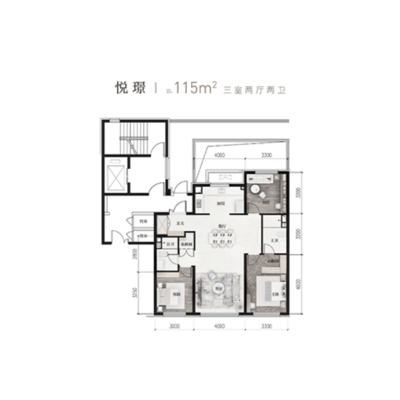 115㎡3室2厅2卫